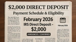 IRS Announces $2,000 Direct Deposit for All in February 2026 – Full Payment Schedule and Eligibility Guide